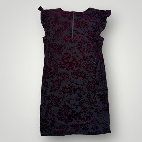 Adrienne Vittadini Burgundy Dress Flutter Sleeves XS - Picture 2 of 5